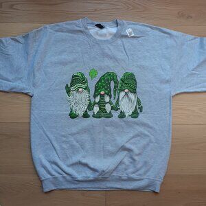 Green Garden Gnome Trio - New XL Heather Grey Sweatshirt